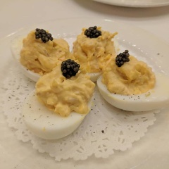 Deviled eggs with smoked salmon