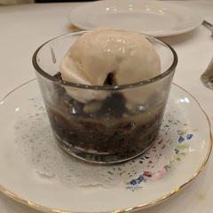 Sticky toffee pudding with buttermilk gelato